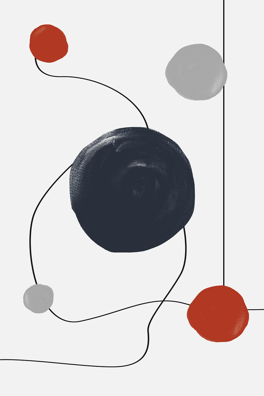 Cercles et lignes noirs et rouges