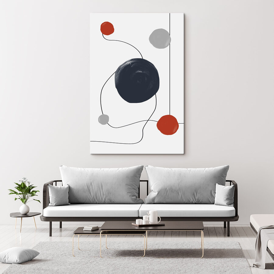 Cercles et lignes noirs et rouges