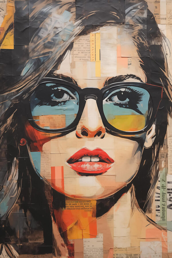 Peinture d'une femme portant des lunettes de soleil Peinture d'une femme portant des lunettes de soleil