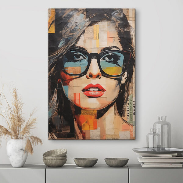 Peinture d'une femme portant des lunettes de soleil Peinture d'une femme portant des lunettes de soleil