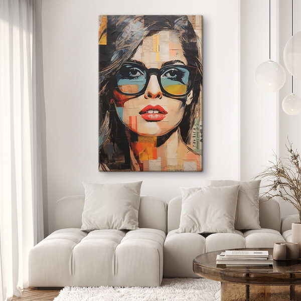 Peinture d'une femme portant des lunettes de soleil Peinture d'une femme portant des lunettes de soleil