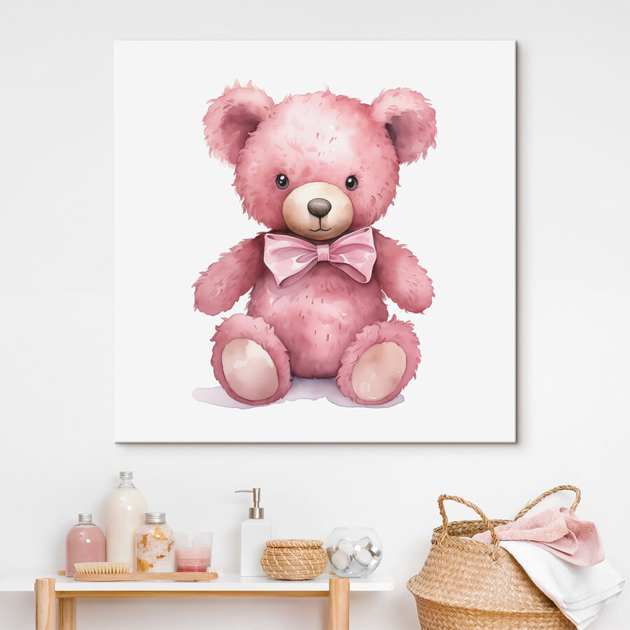 Ourson rose avec nœud papillon