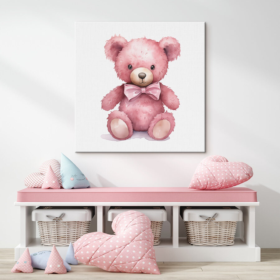 Ourson rose avec nœud papillon