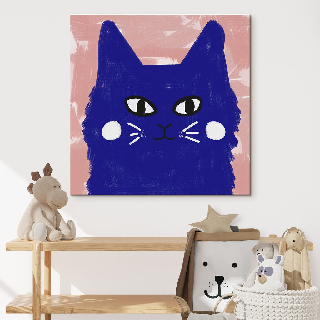 Blue cat with white eyes and whiskers