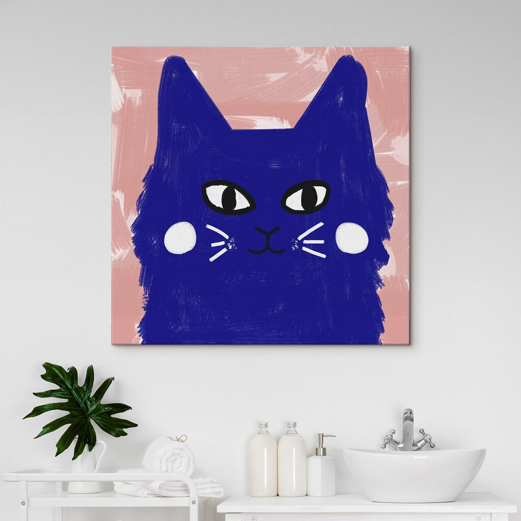 Blue cat with white eyes and whiskers