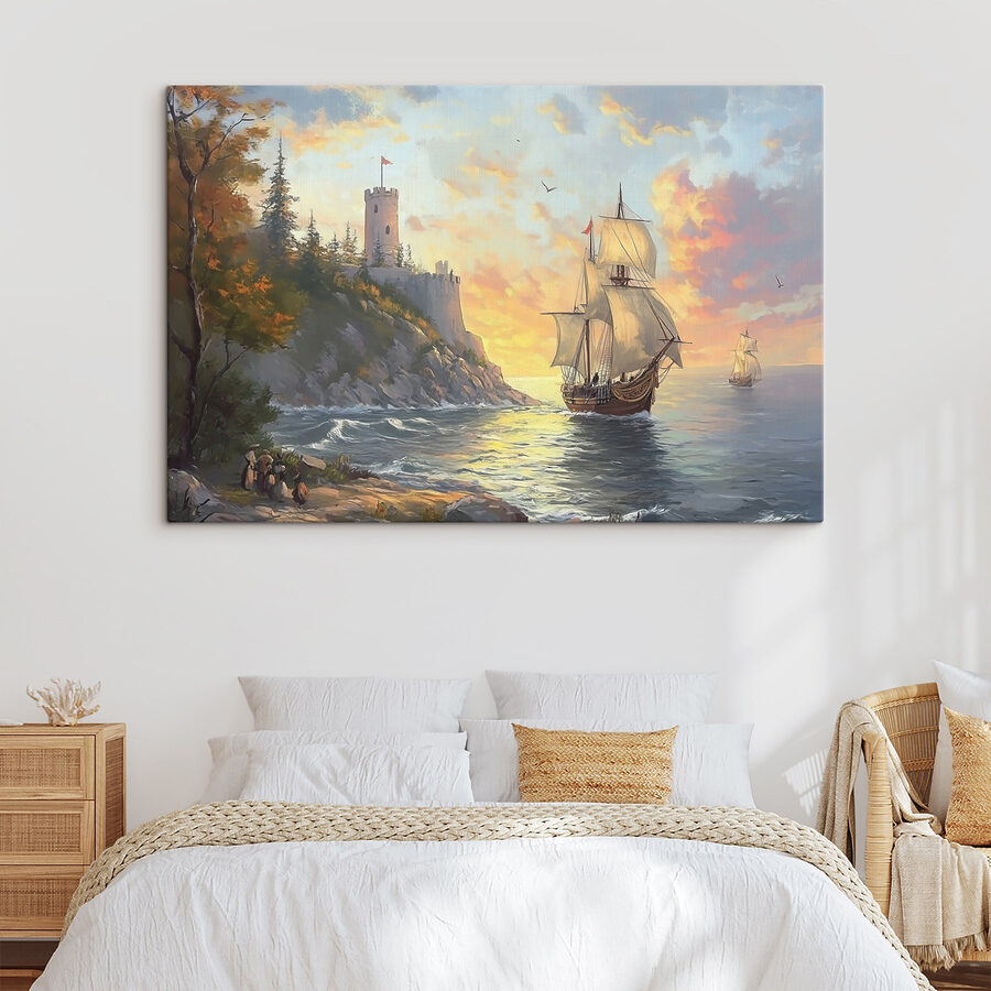 Peinture d'un bateau naviguant sur l'eau