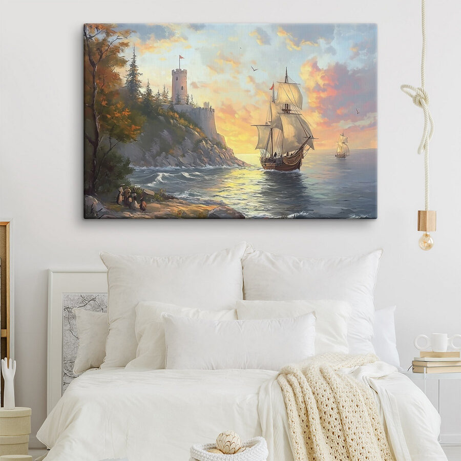 Peinture d'un bateau naviguant sur l'eau