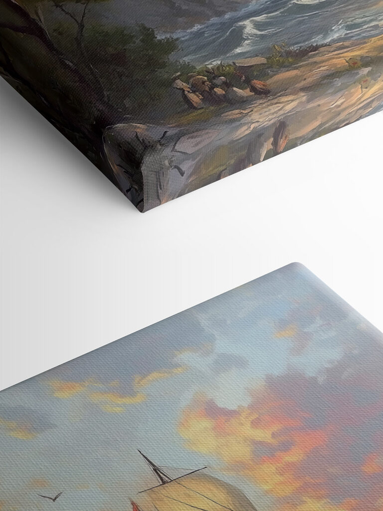 Painting of a ship sailing on the water Painting of a ship sailing on the water