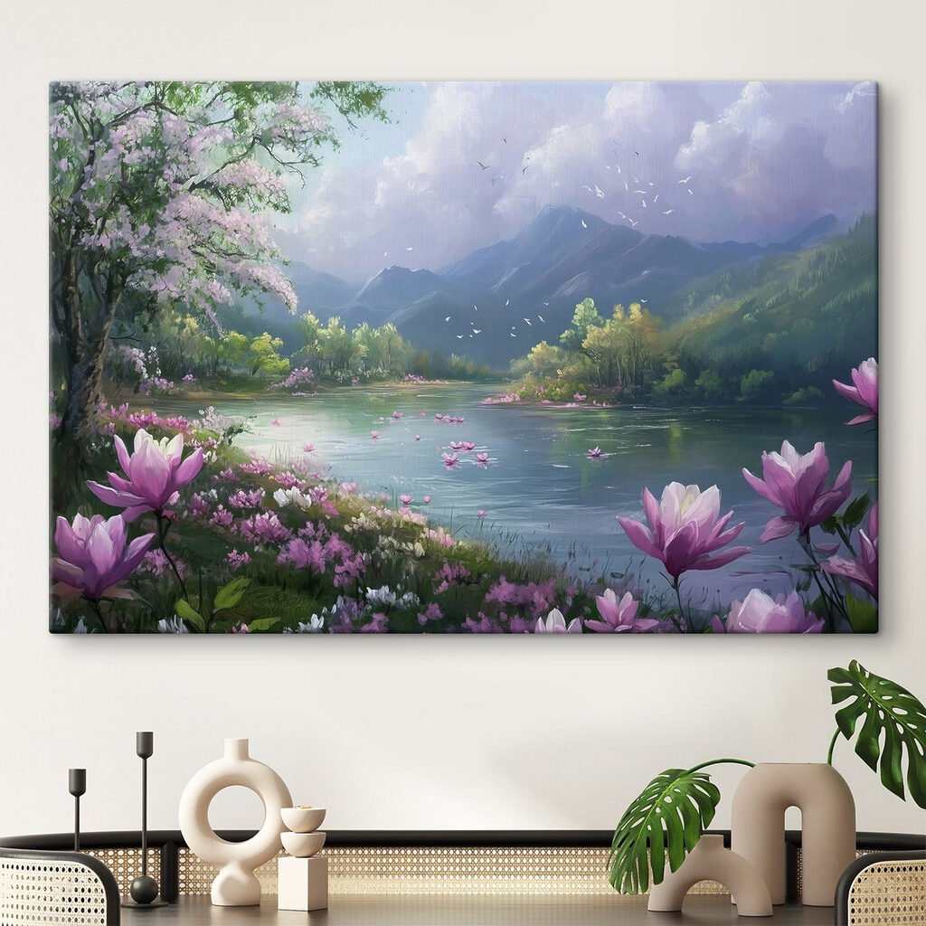 Rivière avec fleurs et montagnes en arrière-plan s41629pig115m 1024x1024 - Rivière avec fleurs et montagnes en arrière-plan