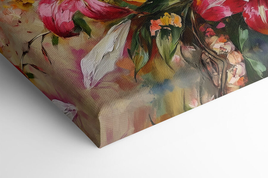 Peinture de fleurs sur fond bleu