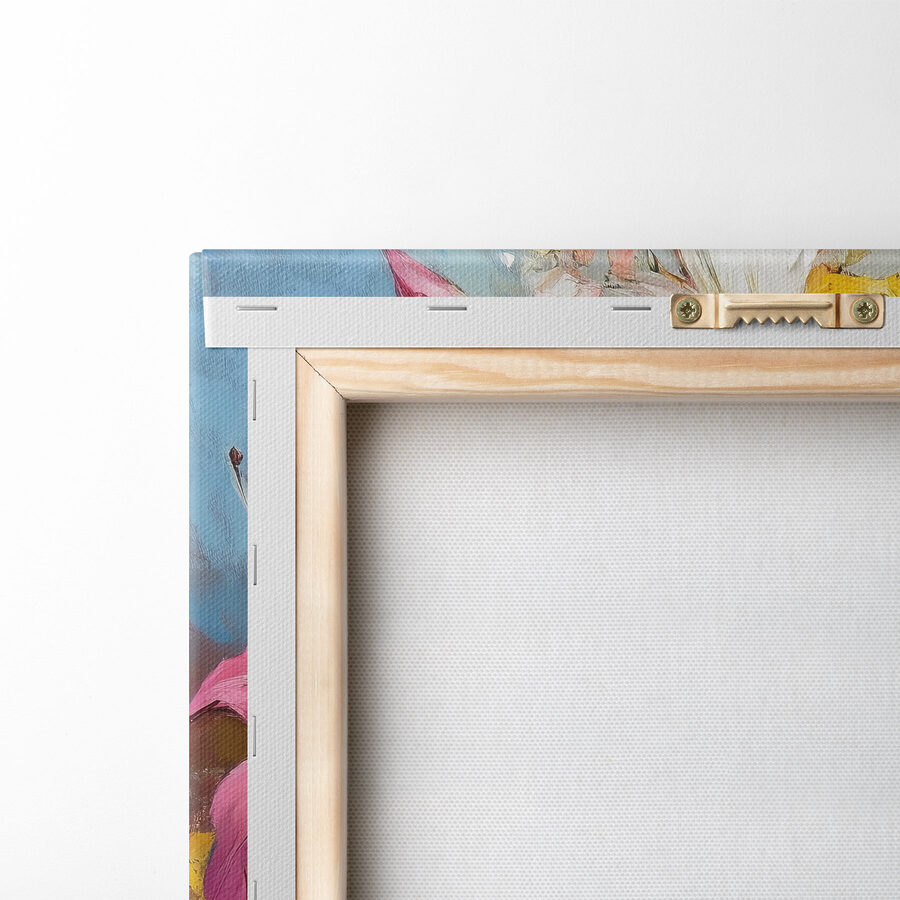 Peinture de fleurs sur fond bleu
