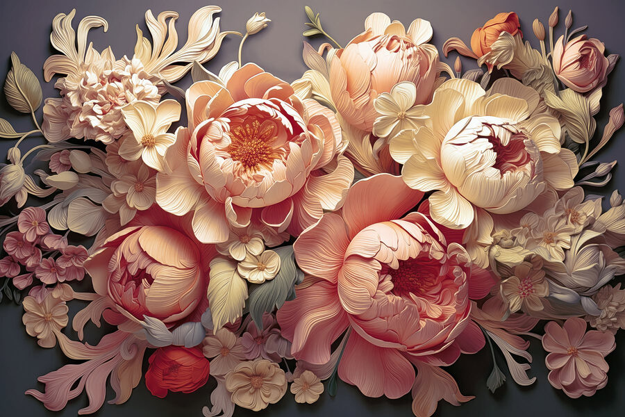Groupe de fleurs sur fond gris