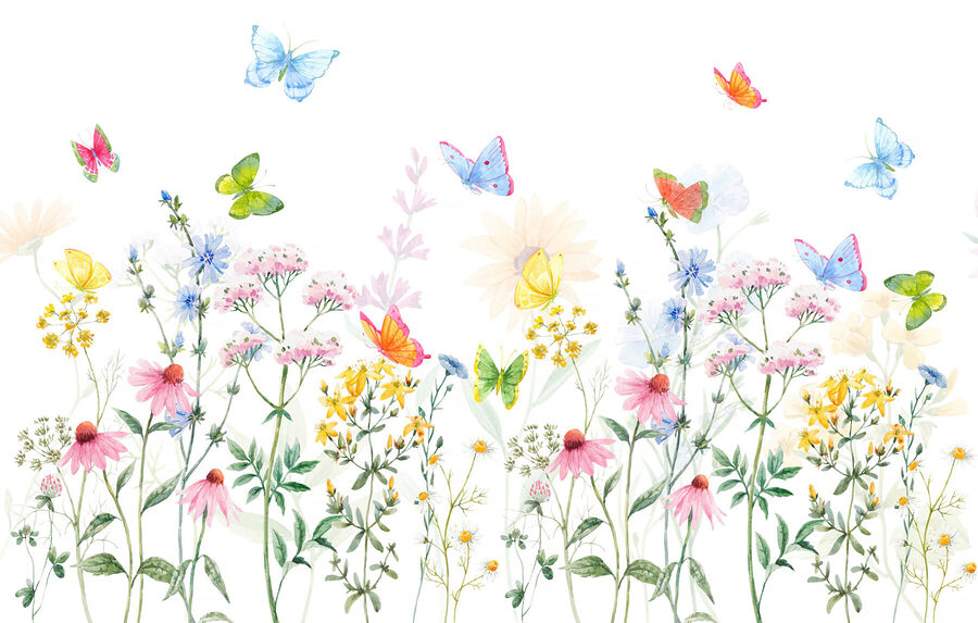 Peinture de fleurs et de papillons