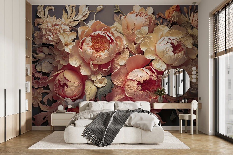 Groupe de fleurs sur fond gris