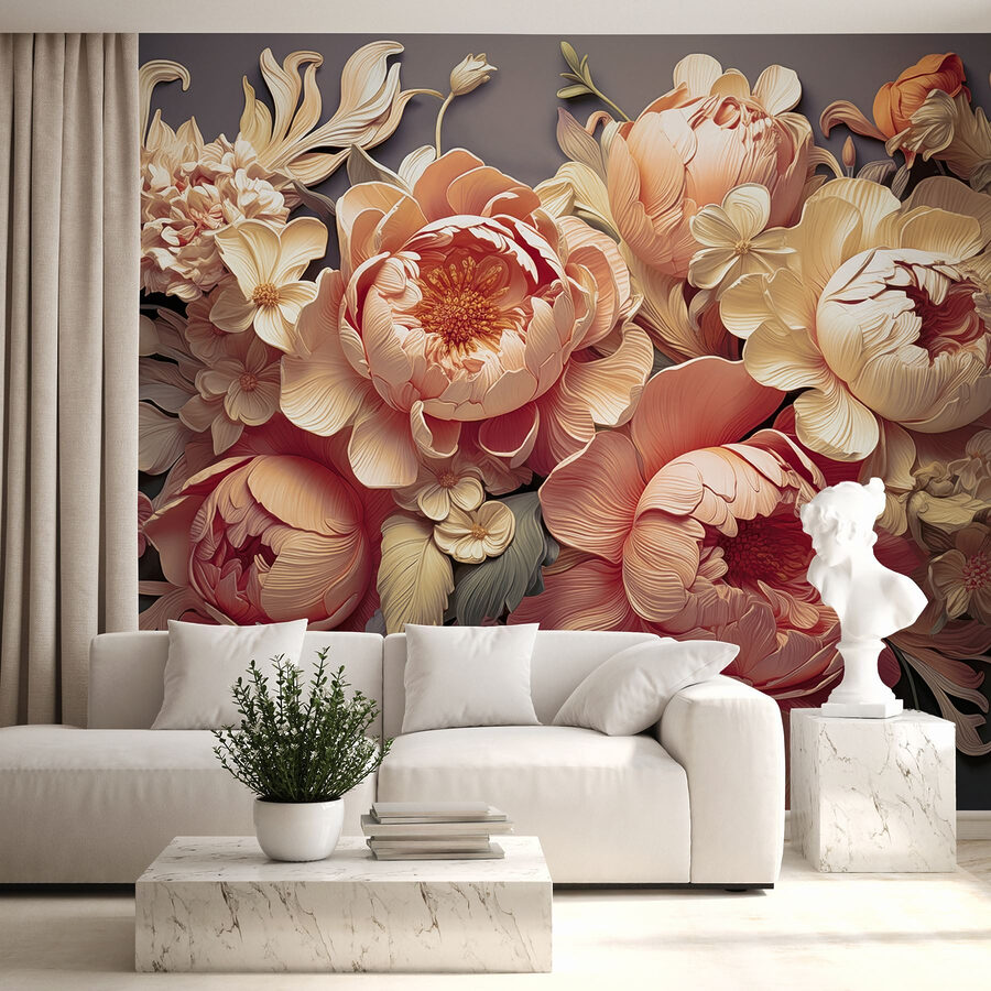 Groupe de fleurs sur fond gris