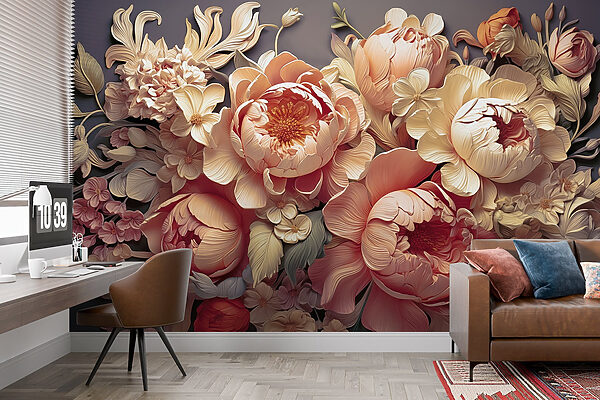 Groupe de fleurs sur fond gris Groupe de fleurs sur fond gris