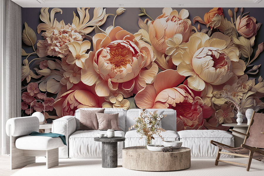 Groupe de fleurs sur fond gris