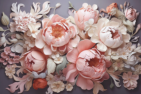 Groupe de fleurs sur fond gris Groupe de fleurs sur fond gris