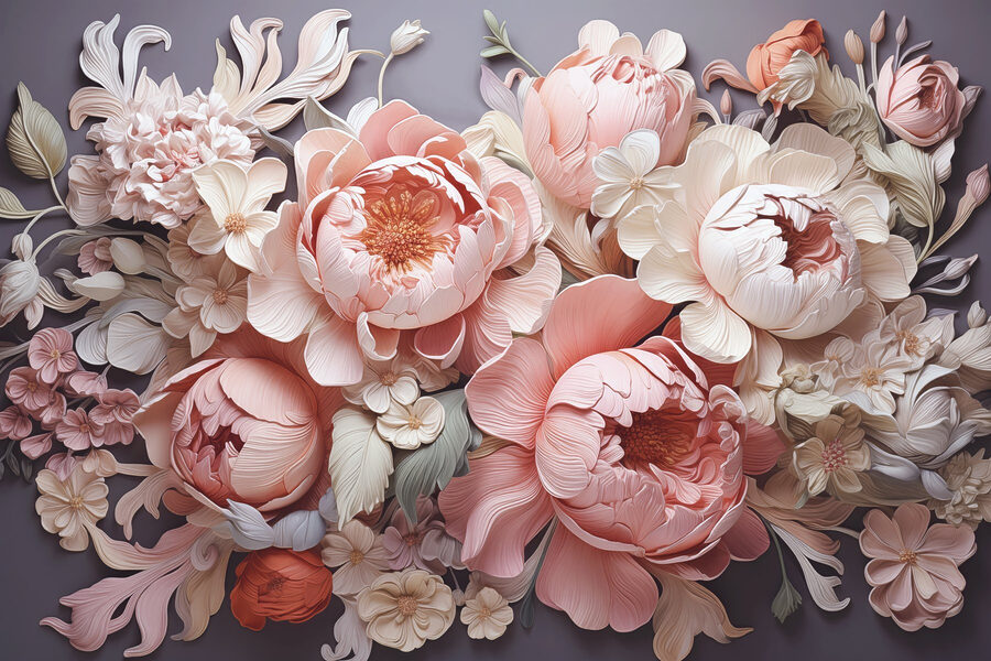 Groupe de fleurs sur fond gris