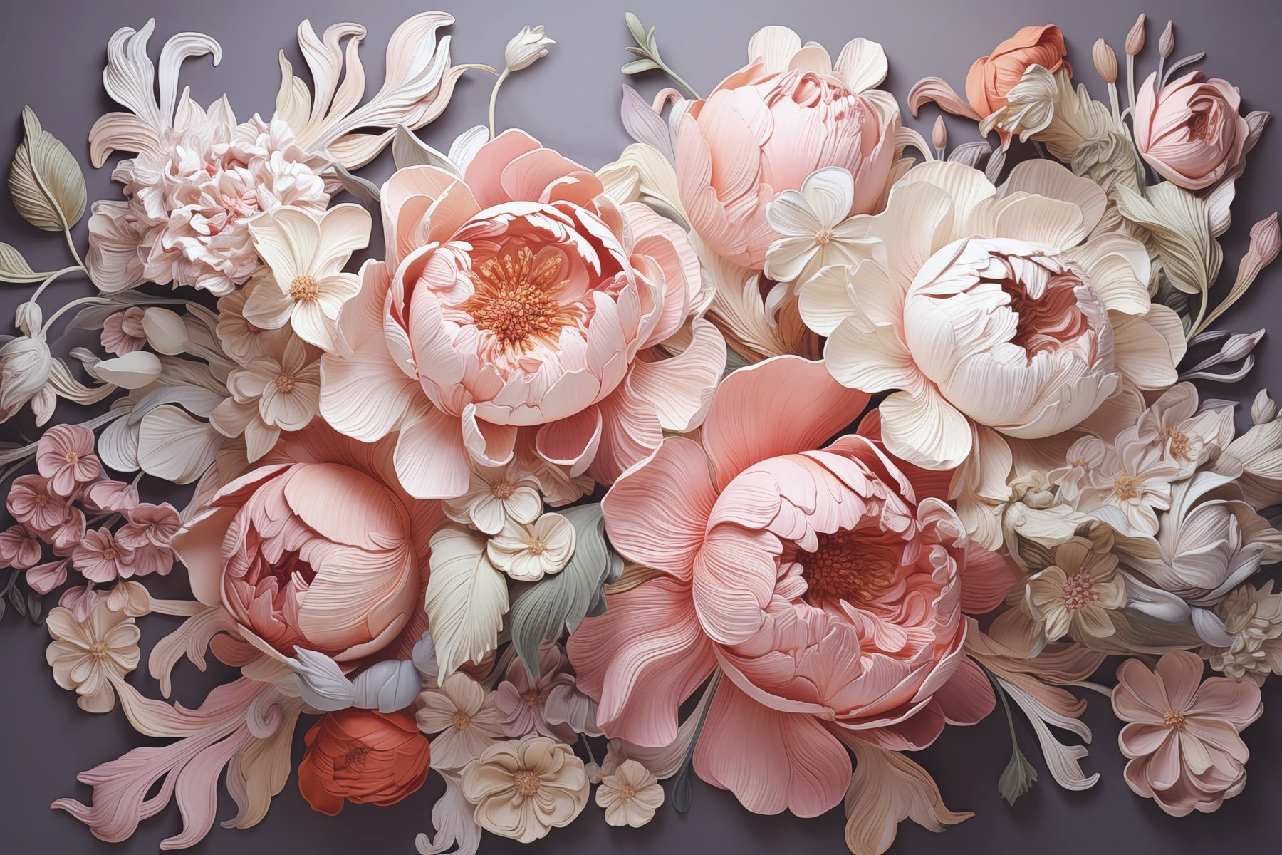 Group of flowers on a gray background Group of flowers on a gray background