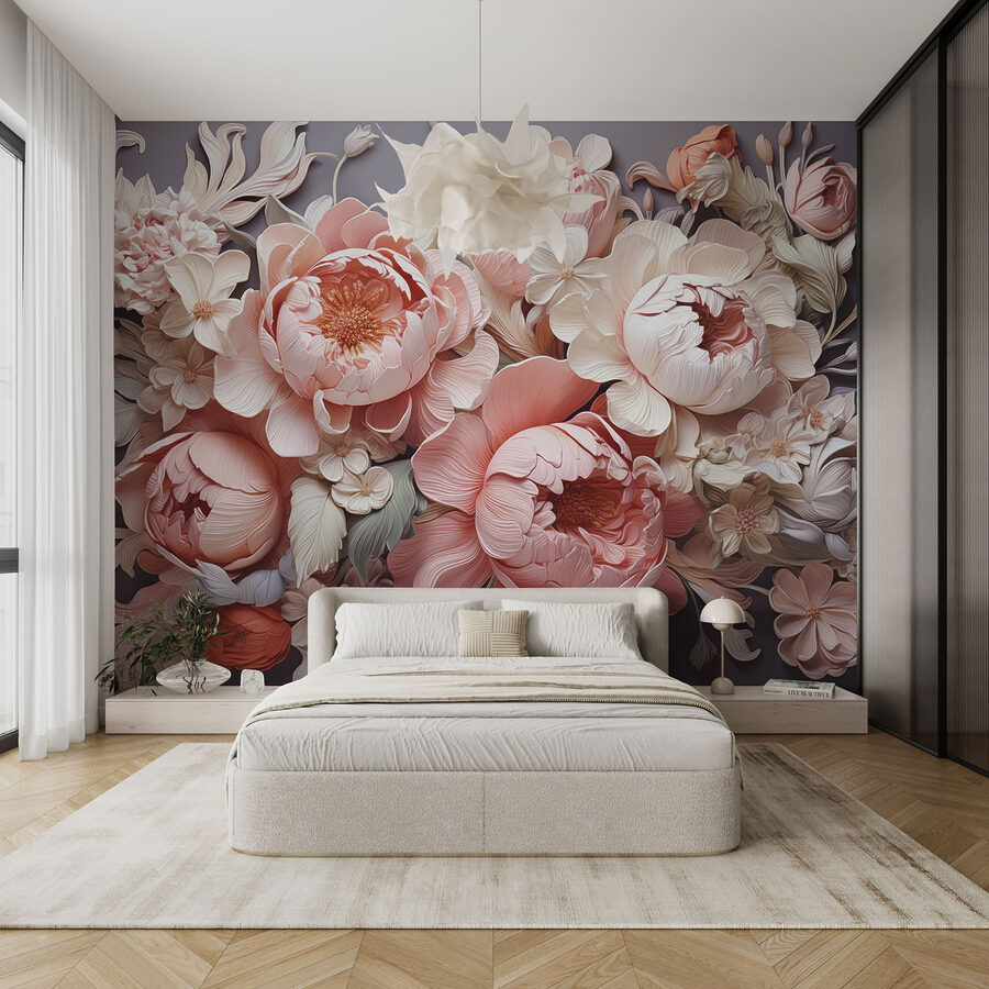 Groupe de fleurs sur fond gris