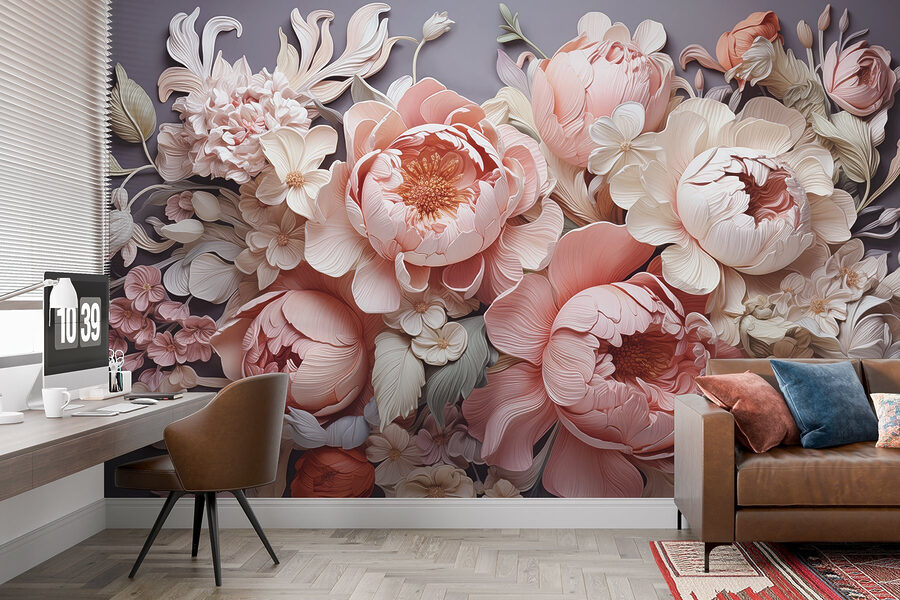 Groupe de fleurs sur fond gris