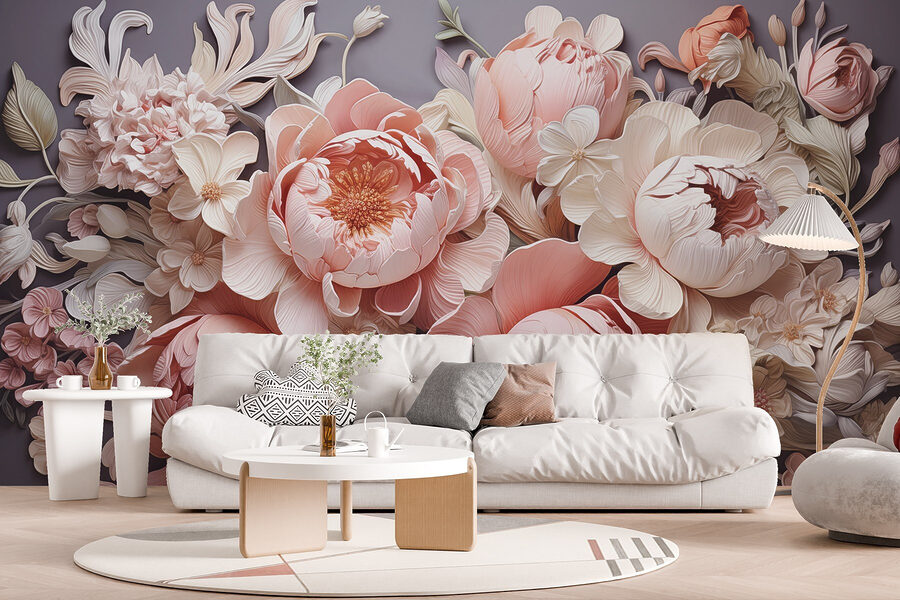 Groupe de fleurs sur fond gris
