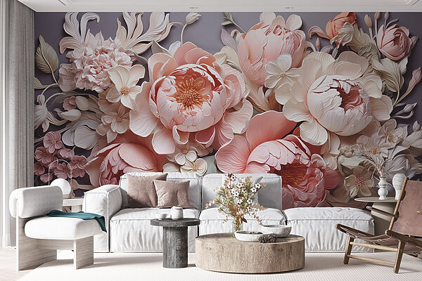 Groupe de fleurs sur fond gris Groupe de fleurs sur fond gris