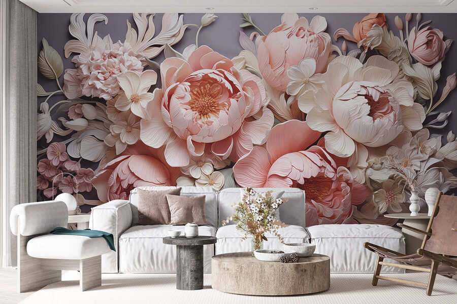 Groupe de fleurs sur fond gris