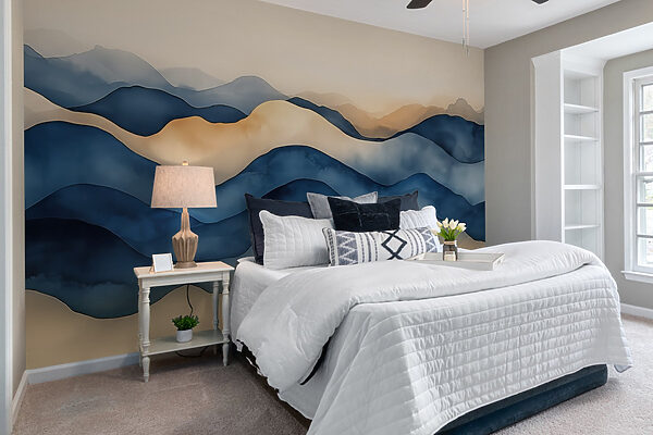 Papier peint Vagues bleues et bronzées (UGS : w02196) Papier peint Papier peint Vagues bleues et bronzées (UGS : w02196)