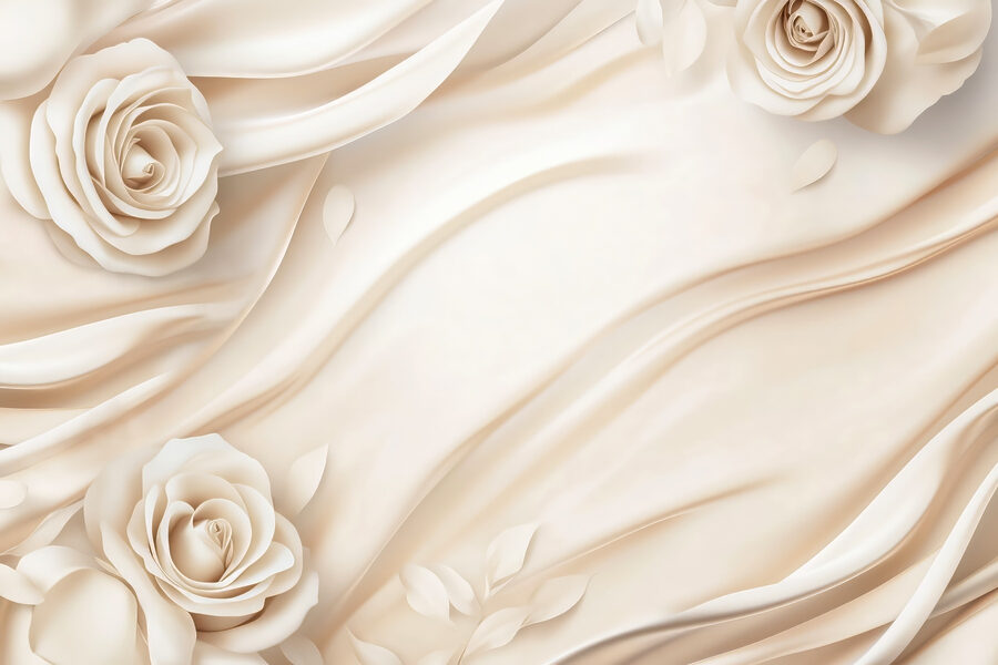 Roses blanches sur un tissu blanc