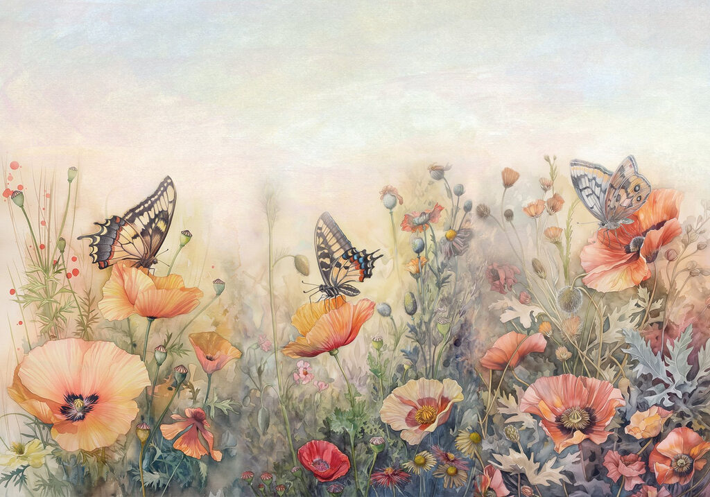 Papillons sur des fleurs dans un champ Papillons sur des fleurs dans un champ
