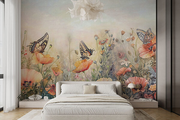 Papillons sur des fleurs dans un champ Papillons sur des fleurs dans un champ