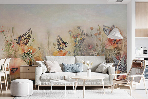 Papillons sur des fleurs dans un champ Papillons sur des fleurs dans un champ