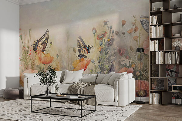 Papillons sur des fleurs dans un champ Papillons sur des fleurs dans un champ