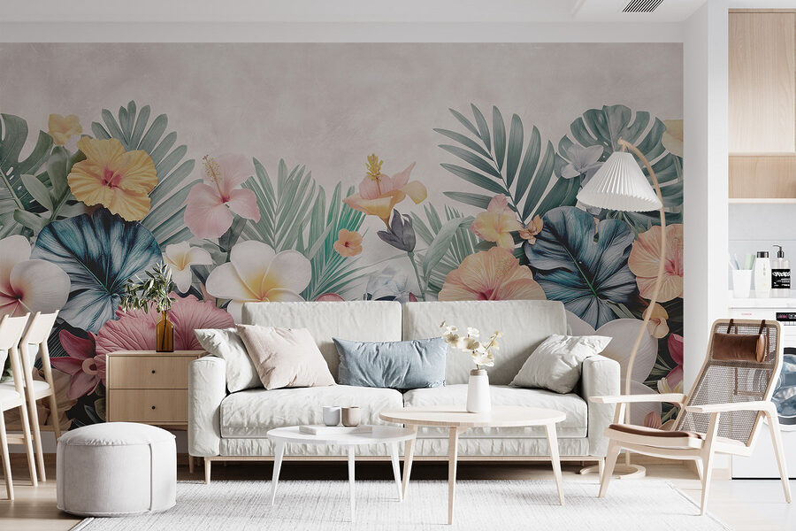 Groupe de fleurs et de feuilles