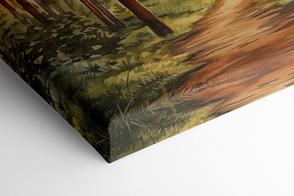 Peinture d'une forêt avec un chemin et des arbres Peinture d'une forêt avec un chemin et des arbres
