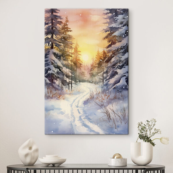 Aquarelle d'une forêt enneigée Aquarelle d'une forêt enneigée