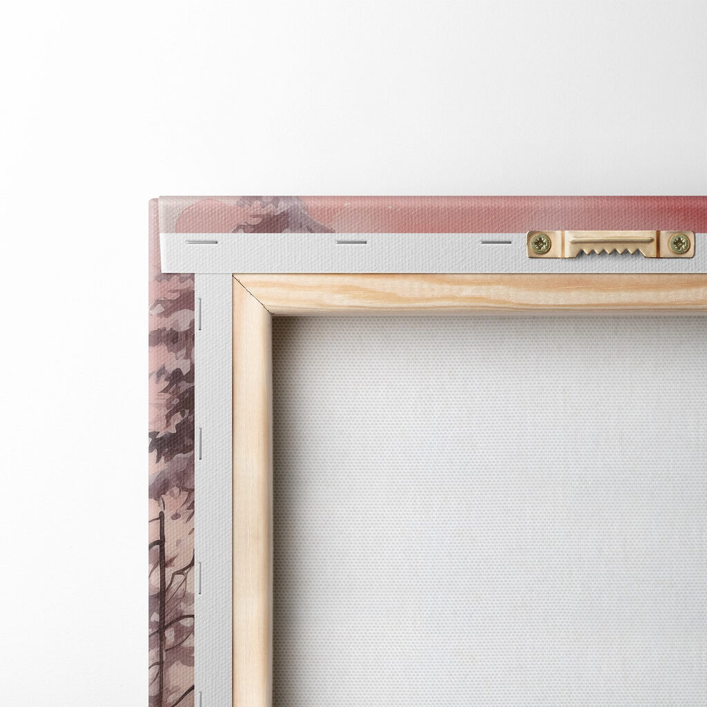 Watercolor painting of a snowy forest