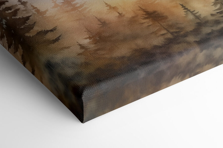 Aquarelle d'une forêt et de montagnes