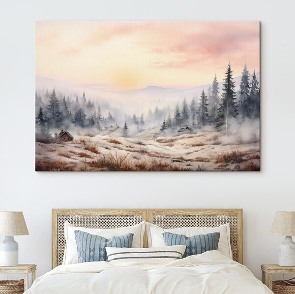 Paysage avec arbres et brouillard Paysage avec arbres et brouillard