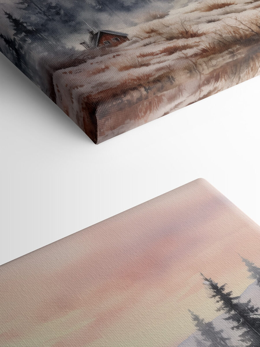 Paysage avec arbres et brouillard