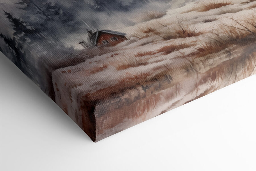 Paysage avec arbres et brouillard