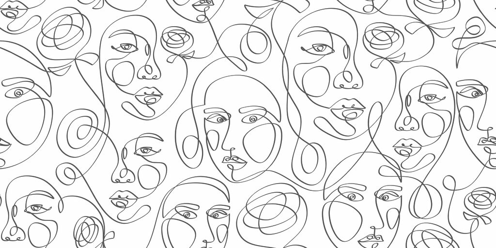 Motif de visages dessinés avec des lignes noires Motif de visages dessinés avec des lignes noires