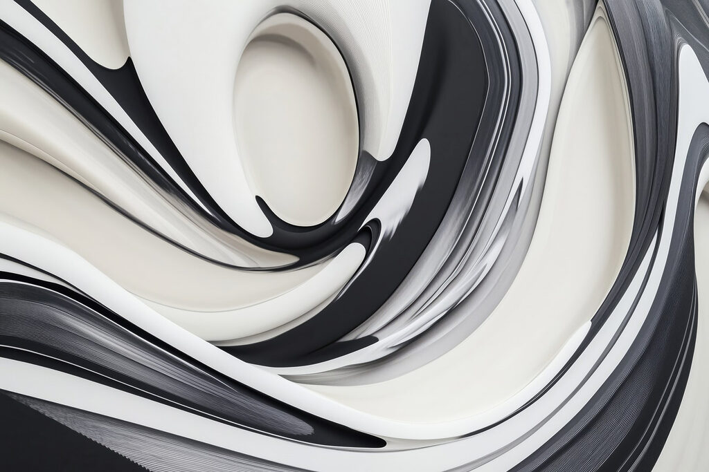 Black and white swirly design