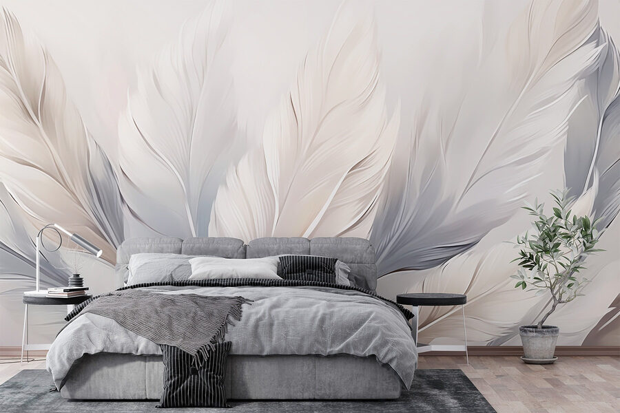 Groupe de plumes blanches et grises
