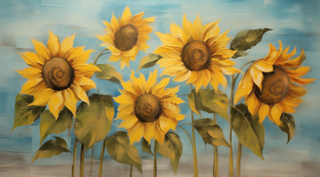 Peinture de tournesols sur un mur Peinture de tournesols sur un mur
