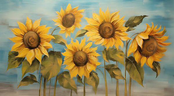 Peinture de tournesols sur un mur Peinture de tournesols sur un mur