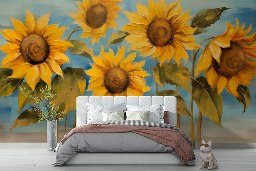Peinture de tournesols sur un mur Peinture de tournesols sur un mur