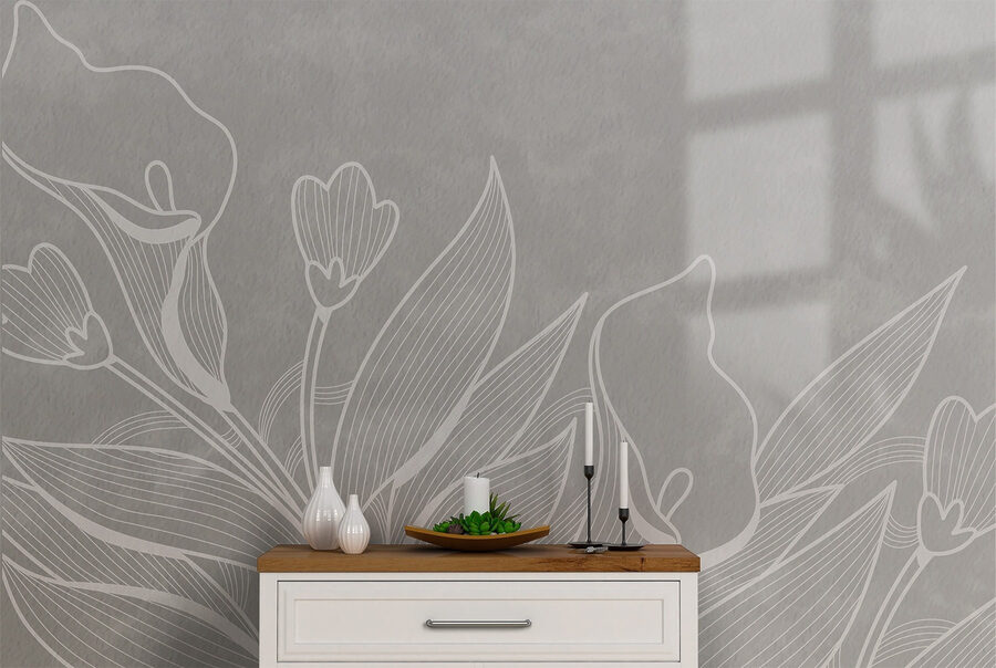 Dessin de fleurs au trait blanc